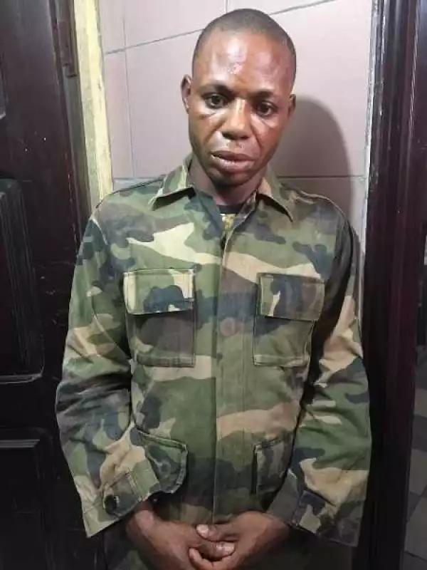 See Photo of Fake Soldier Arrested for Stealing Motorcycles in Lagos (Photo)